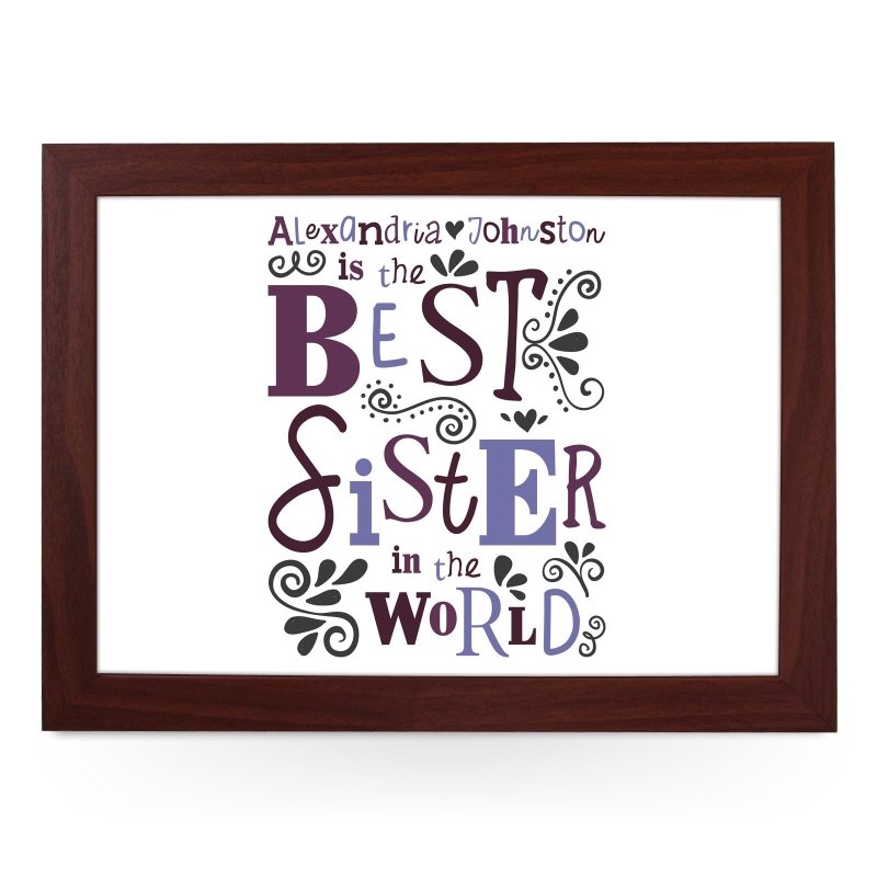 Yoosh Personalised Best Sister In The World Lap Tray - L0492 - Kitchen Tools & Gadgets - British D'sire