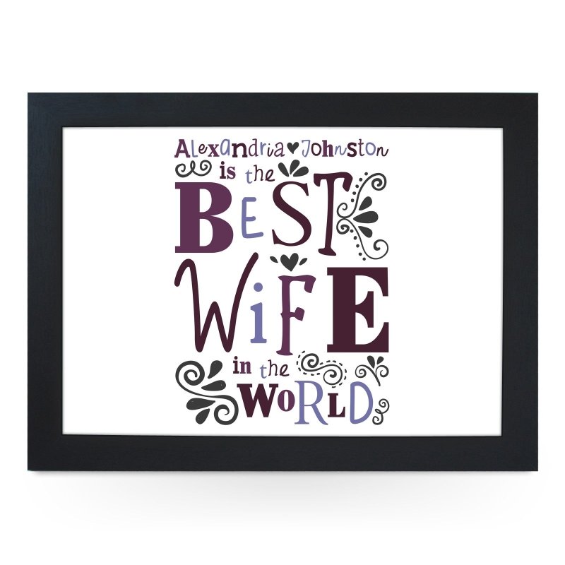 Yoosh Personalised Best Wife In The World Lap Tray - L0496 - Kitchen Tools & Gadgets - British D'sire