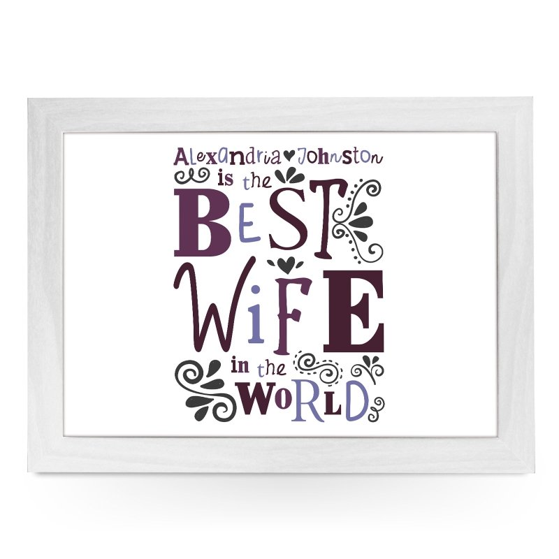 Yoosh Personalised Best Wife In The World Lap Tray - L0496 - Kitchen Tools & Gadgets - British D'sire