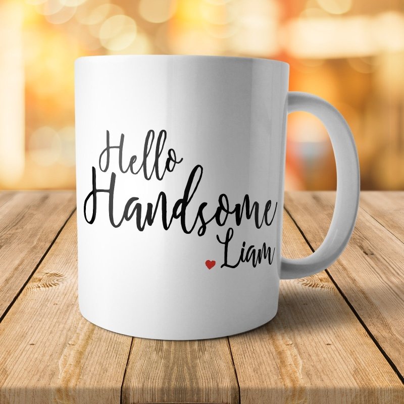 Yoosh Personalised Hello Handsome Mug - M037 - Glasswares & Drinkwares - British D'sire