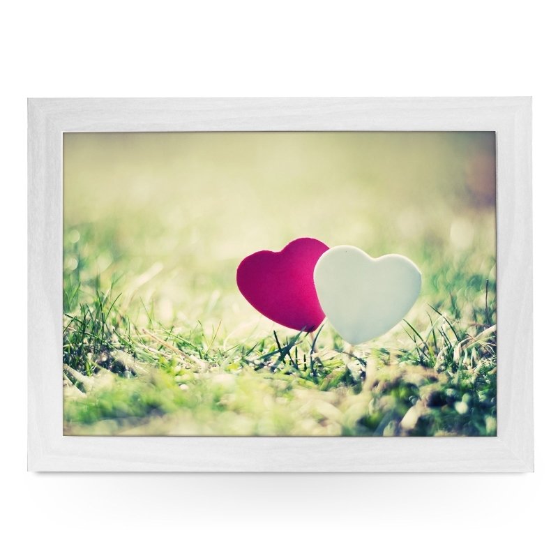 Yoosh Pink & White Hearts In Grass Lap Tray - L0456 - Kitchen Tools & Gadgets - British D'sire