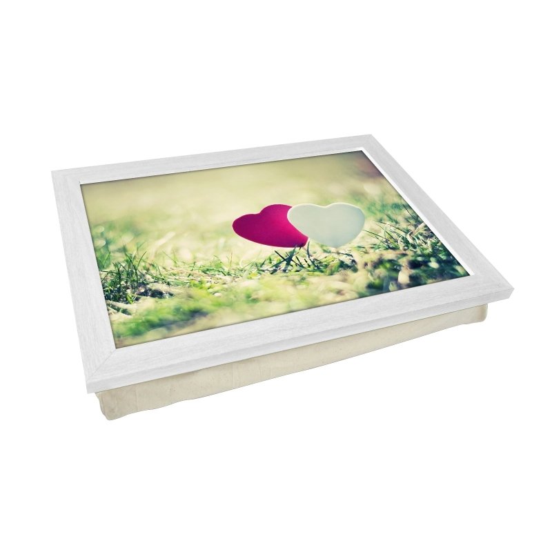 Yoosh Pink & White Hearts In Grass Lap Tray - L0456 - Kitchen Tools & Gadgets - British D'sire