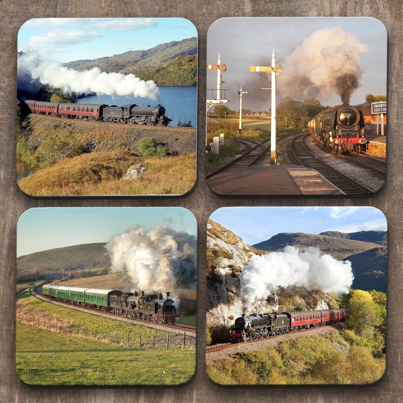 Yoosh Steam Trains x 4 Coasters - Kitchen Tools & Gadgets - British D'sire