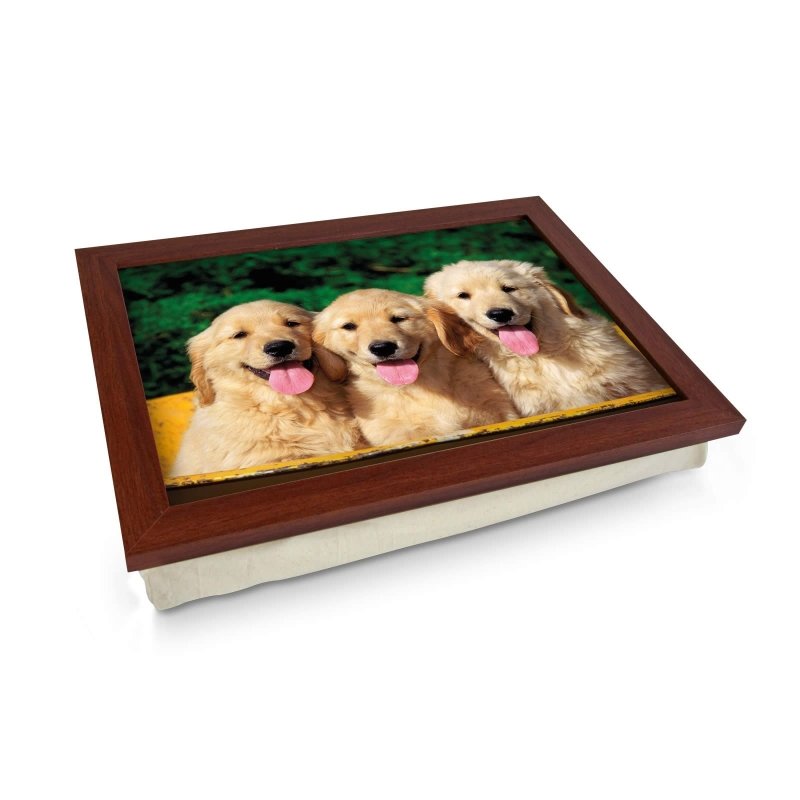 Yoosh Three Golden Retriever Puppies In A Tub Lap Tray - L0397 - Kitchen Tools & Gadgets - British D'sire