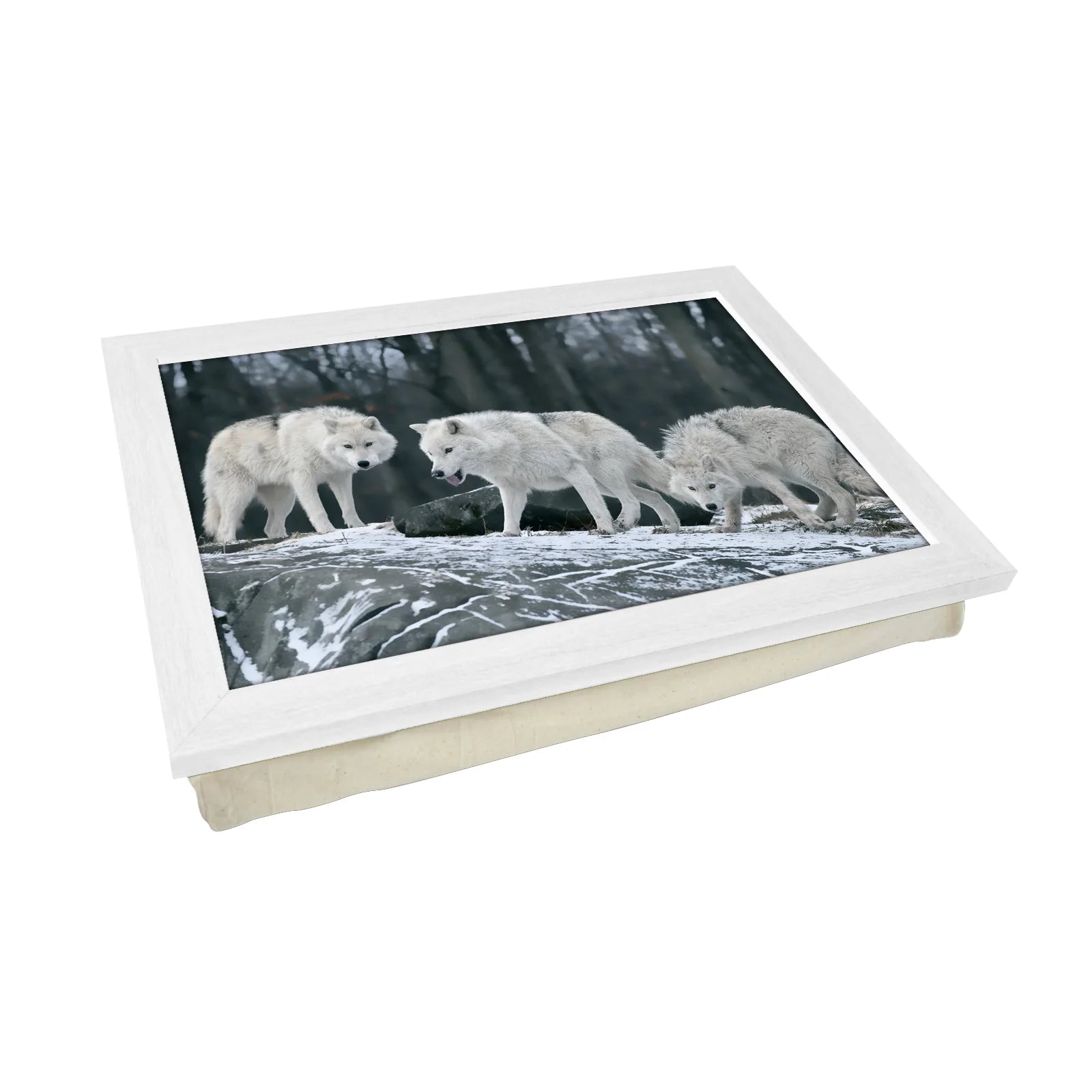 Yoosh Three White Wolves Personalized Lap Tray - Kitchen Tools & Gadgets - British D'sire