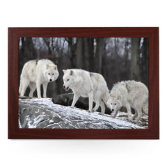 Yoosh Three White Wolves Personalized Lap Tray - Kitchen Tools & Gadgets - British D'sire