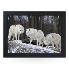 Yoosh Three White Wolves Personalized Lap Tray - Kitchen Tools & Gadgets - British D'sire